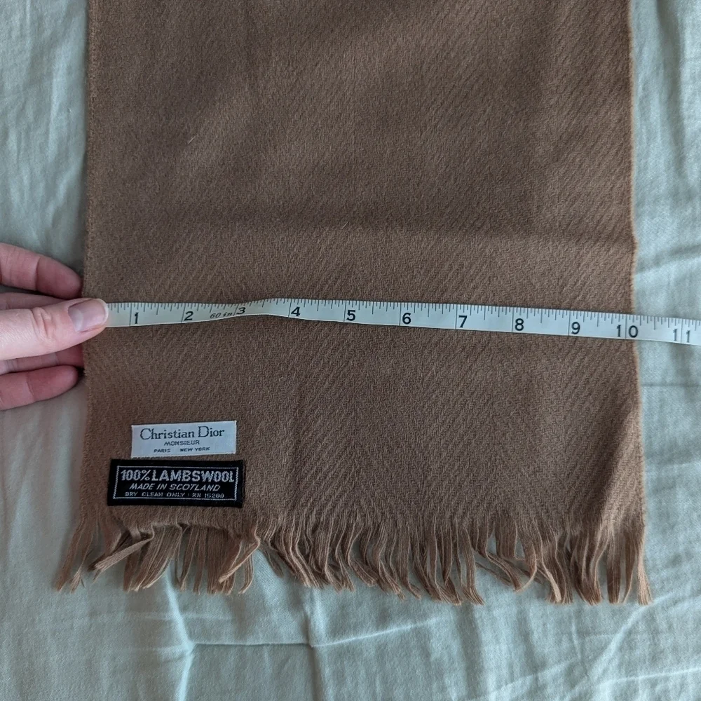 DIOR Authentic Pure 100% Lambswool Scarf in Camel - late 60's Vintage - Men's